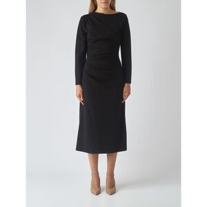 Meimeij Women Meimeij Draped Long-Sleeved Criªpe Midi Sheath Dress